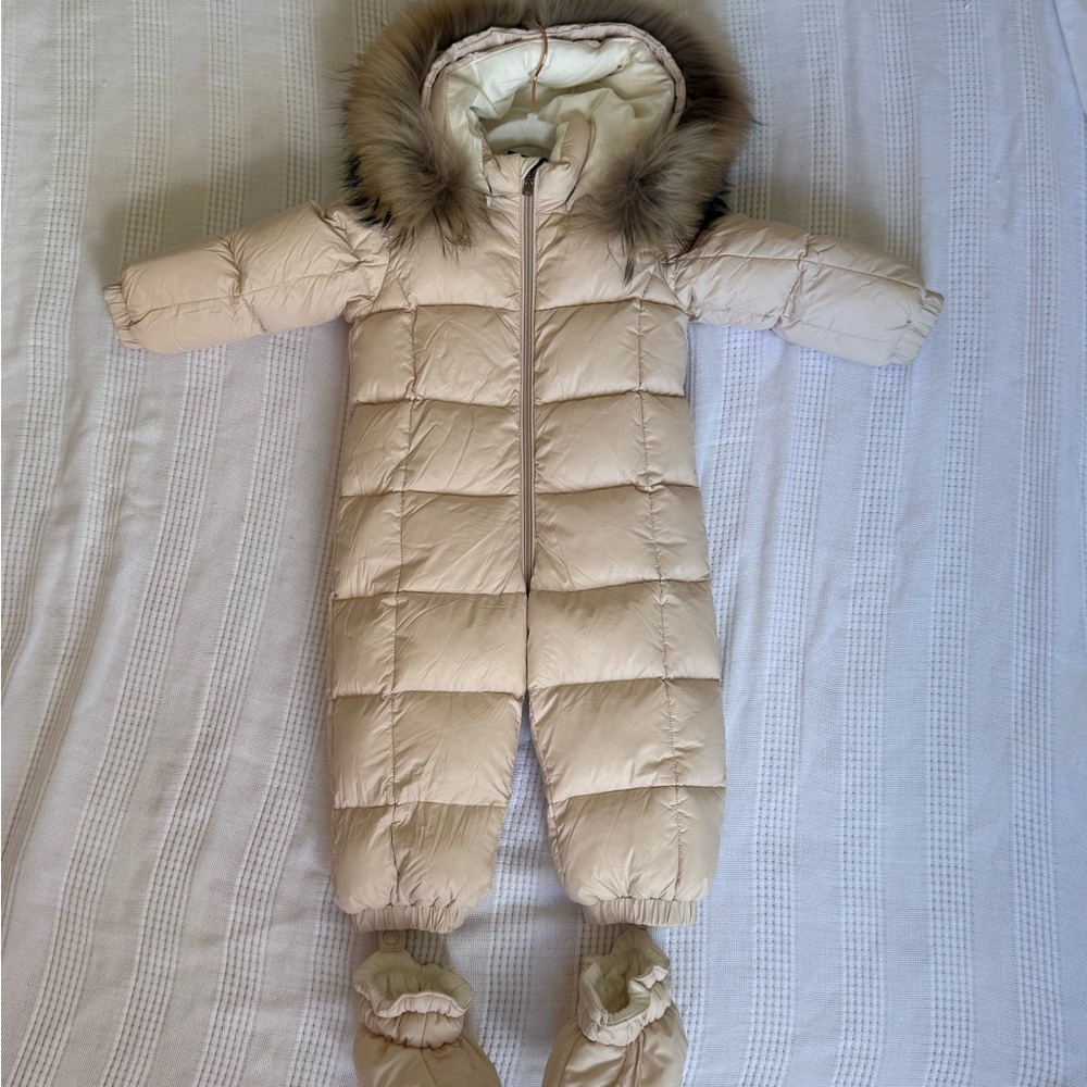 Moncler Cream Kids One Piece Snowsuit